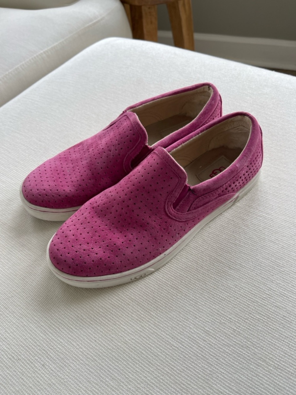 Ugg Fierce Geo Perf Furious Fuchsia Slip on Suede Sneakers Us 7.5 Eu 38.5 Uk 6